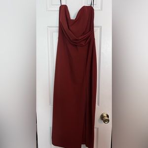 Windsor strapless midi dress in burnt orange